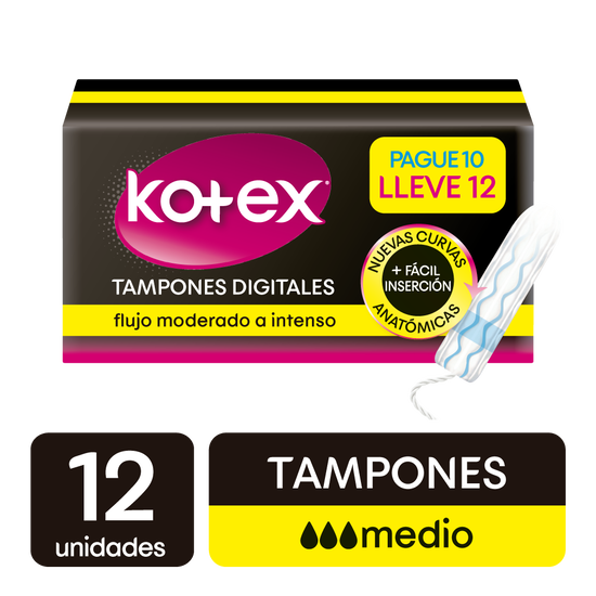 Tampones Kotex Digital Medio 12uds